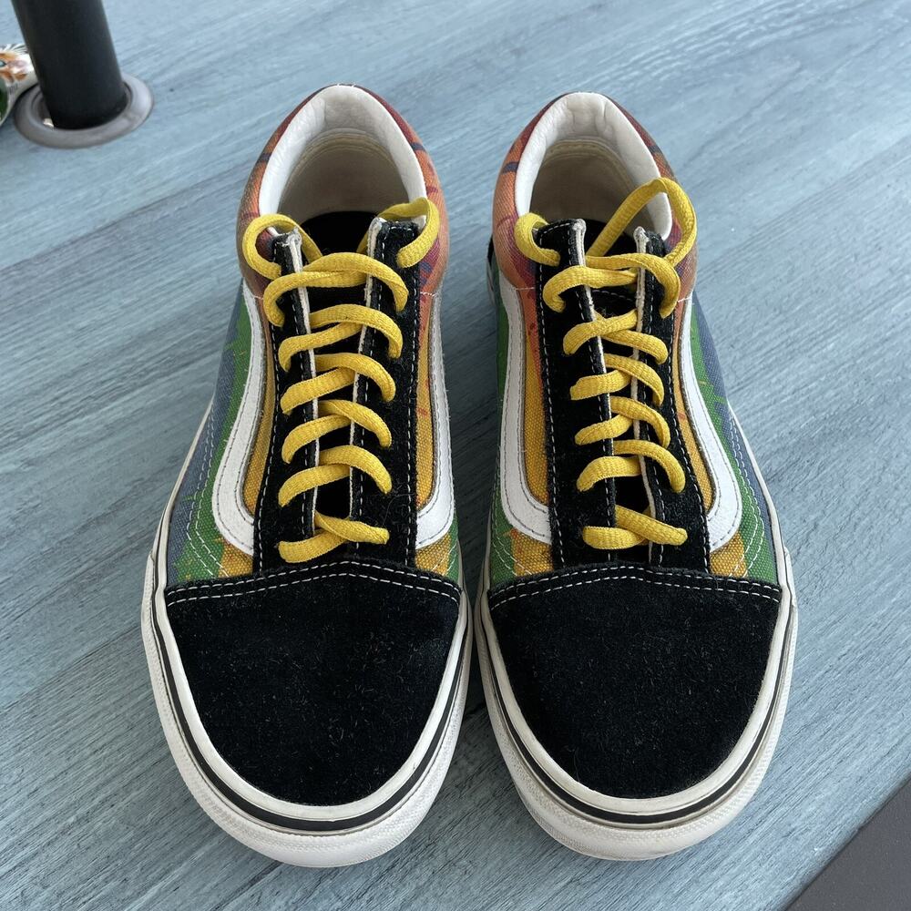 Vans RAINBOW DRIP Sneakers M 5.5 W 7 Black Suede Old Skool OFF THE WALL Skater - Picture 3 of 11